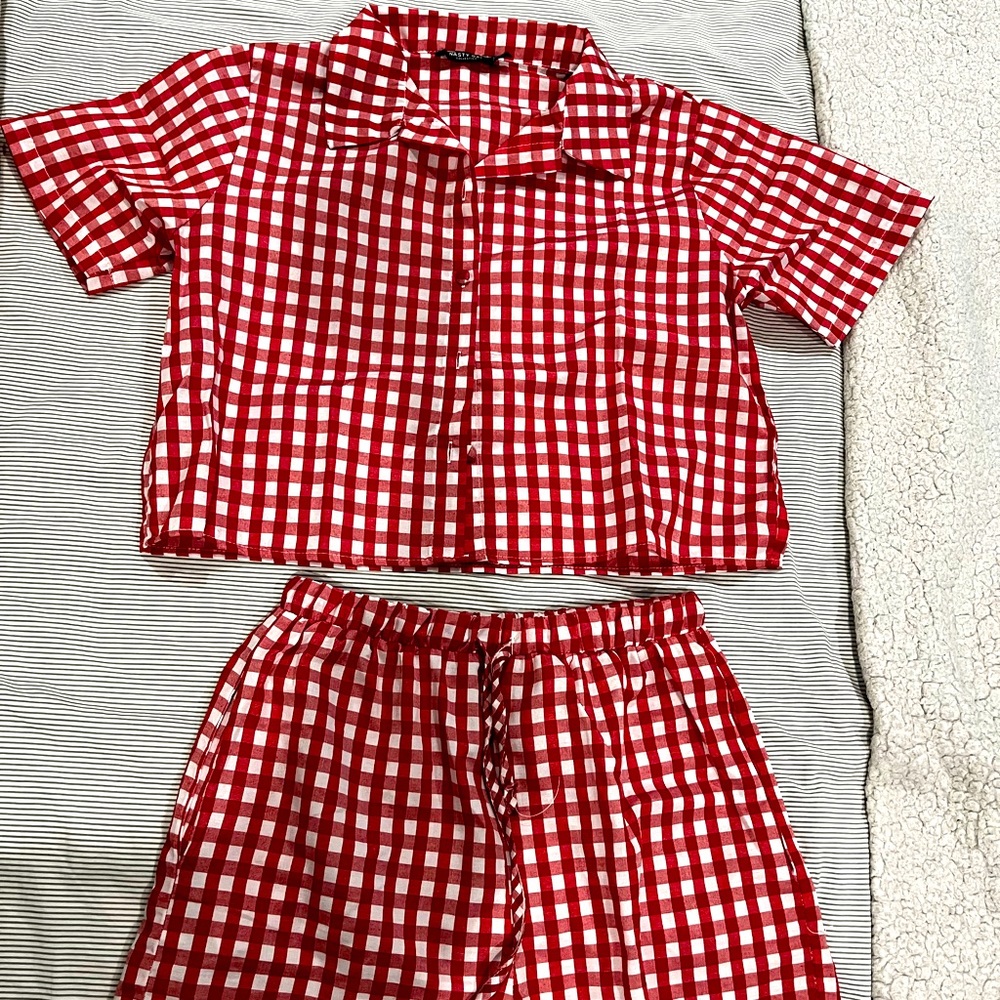 Nasty Gal shorts and short sleeve pj set.